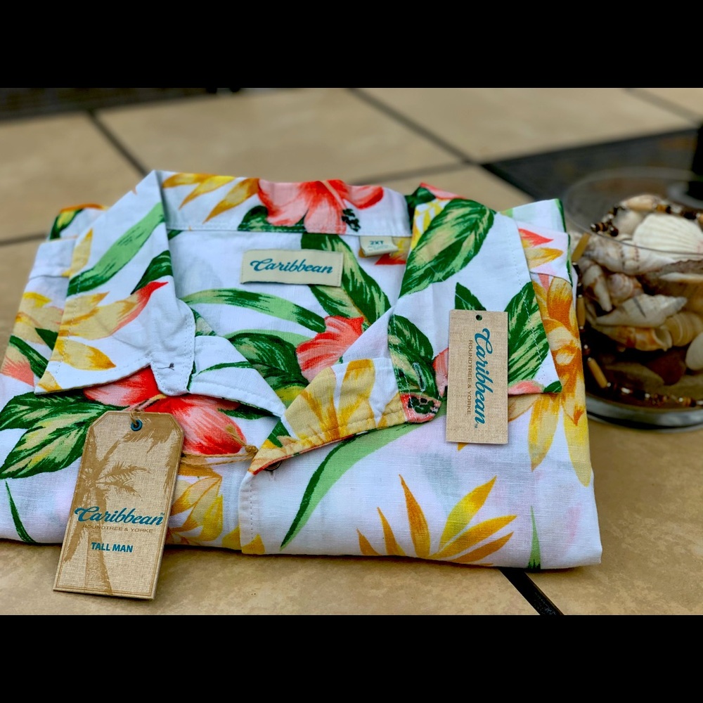 Caribbean Roundtree & Yorke Floral Hawaiian Shirt